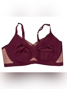 NEW Honeylove Crossover Bra Fig Size XL NWOT Wireless Mesh Burgundy Maroon EUC